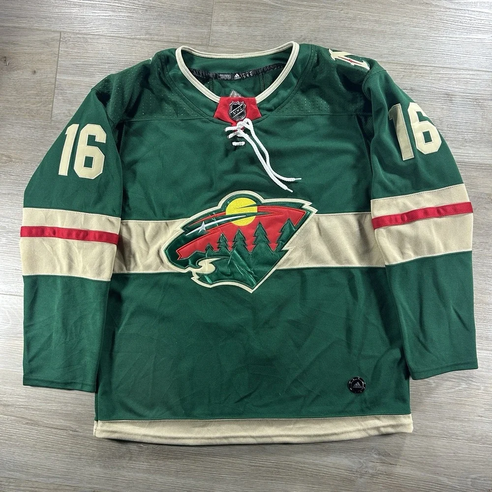 Jason Zucker Minnesota Wild Adidas Hockey Jersey 52 Authentic Fight Strap